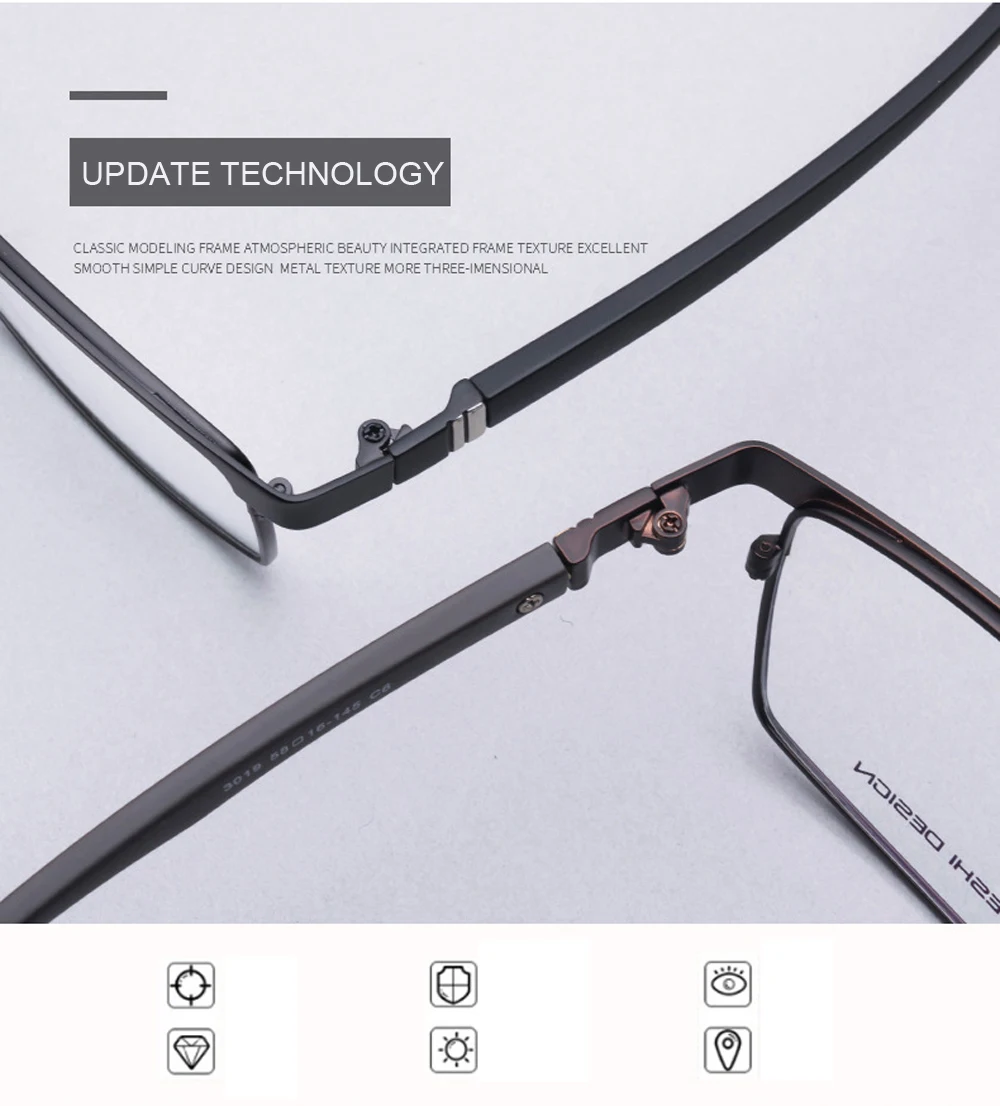 Большие очки для лица большие размеры оптические оправы BSX3019 мужские металлические очки TR90 деловые очки ретро