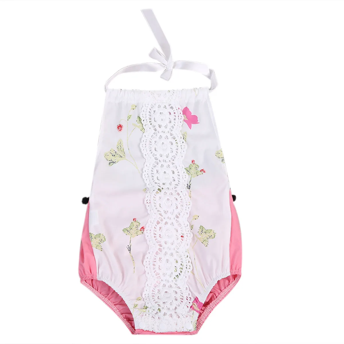 0 24M Baby Girls Floral Halter Bodysuits Clothes Newborn Babies Flower