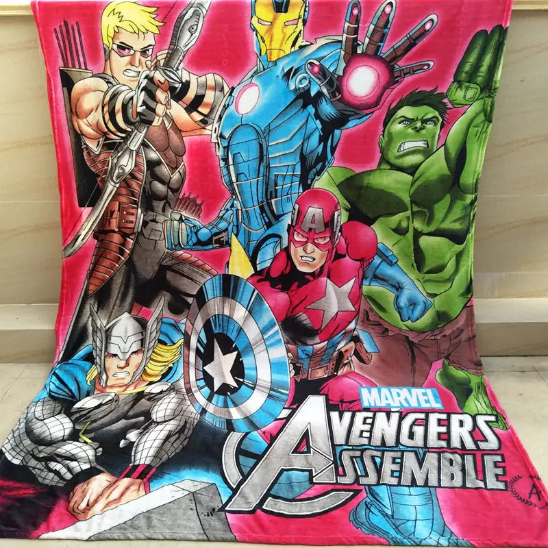 

Little Kids Marvel Avengers Fleece Blanket Boys Cartoon Spiderman cover Children Household Comfortable Picnic Blanket 150*200 cm