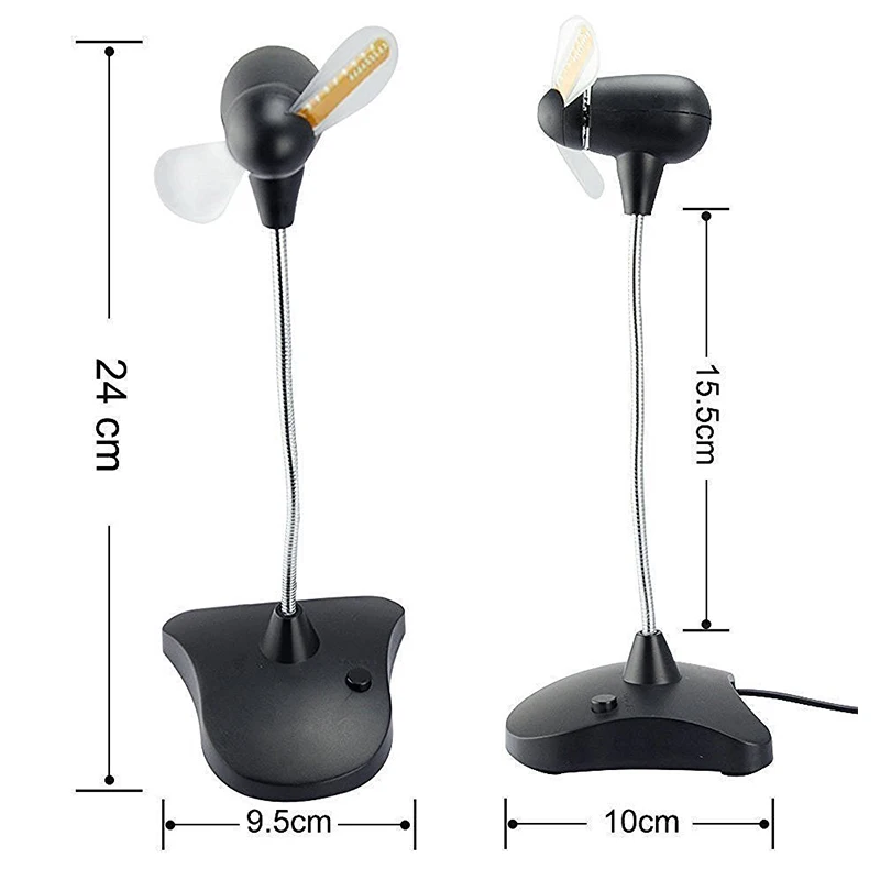 desktop LED Light USB Fan Size
