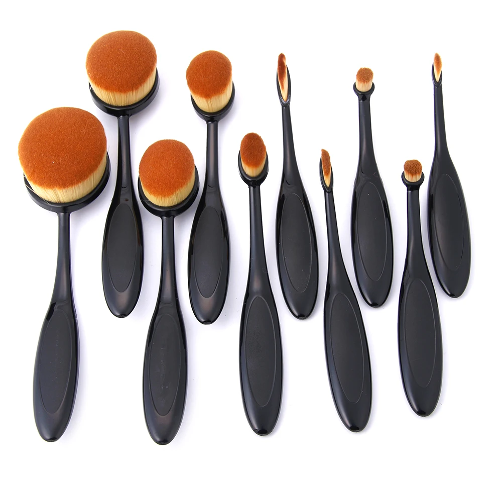 

10pcs/set Pro Toothbrush Makeup Brush Ultra-Soft Hair Oval Brush Set Multipurpose Makeup Brushes Set Super Nice Free Shipping