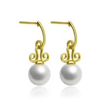 Natural Freshwater White 7.5-8mm Pearl Drop Earrings 18K Solid Yellow Gold Women Earrings Fine Jewelry Gifts natural purple pearl drop earrings 18k yellow gold women elegant simple fashion drop earrings for party