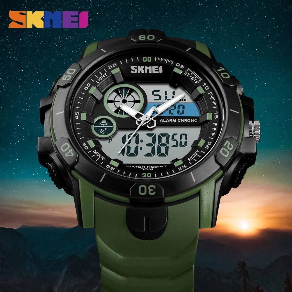 

Horloge Mannen Outdoor Sports Watch Men Clock Dual Time Alarm Waterproof Digital Quartz Wristwatch Stopwatch Relogio Masculino