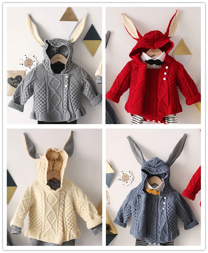 Зимняя одежда для маленьких девочек; свитера с кроличьими ушками; одежда для маленьких мальчиков; детская одежда; VETEMENT ENFANT KIKIKIDS; одежда для малышей