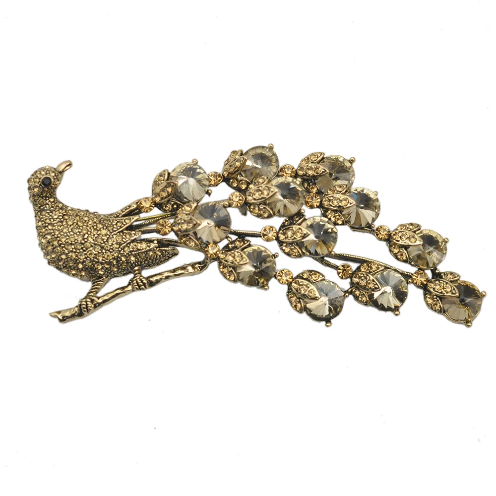 

Fashion Five Colors Crystal Rhinestone Peacock Brooch Pin Large Size Accessory For Women Jewelry Brooch