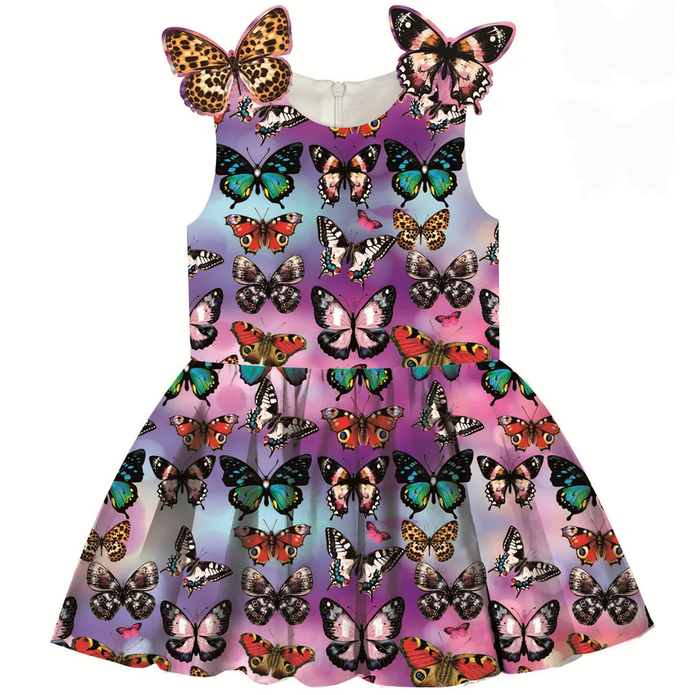 Girl dress Butterfly Print Princess style Children Designer brand ball