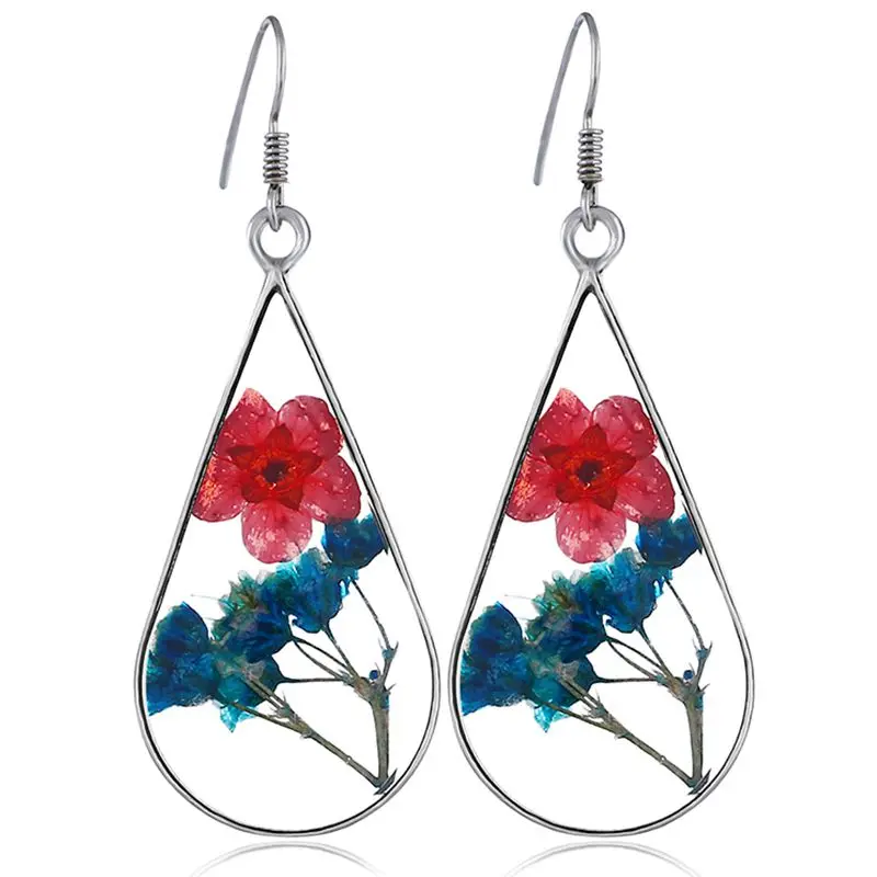 

Pressed Flower Teardrop Earrings