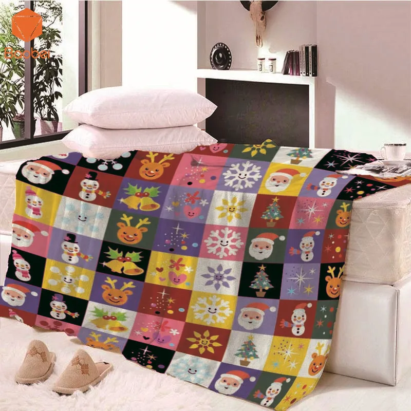 Merry Christmas Snowman lattice Towel Blanket Velvet Plush Throw