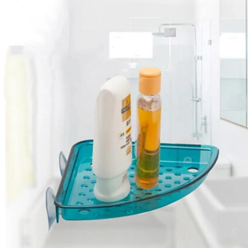 ANHO Plastic Bathroom Triangle Shelf Powerful Suction Wall Shelf Toilet Storage Rack Bathroom Sucker Holder