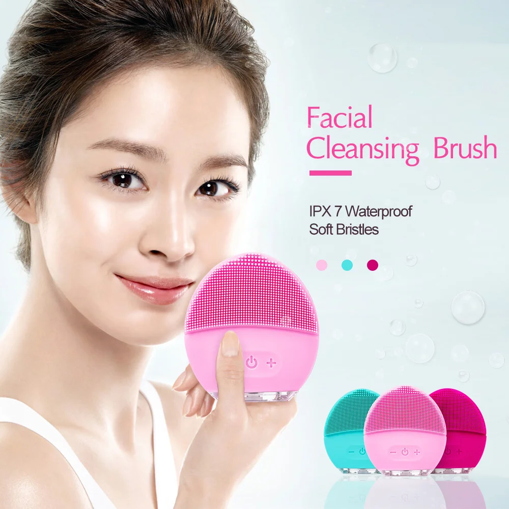 

Electric Silicone Facial Cleansing Brush Sonic Vibration Massage USB Rechargeable Smart Ultrasonic Face Cleaner Beauty Tool