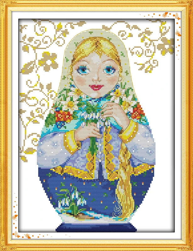 Набор для вышивки крестиком с изображением русской куклы 14ct 11ct|handmade needlework|embroidery