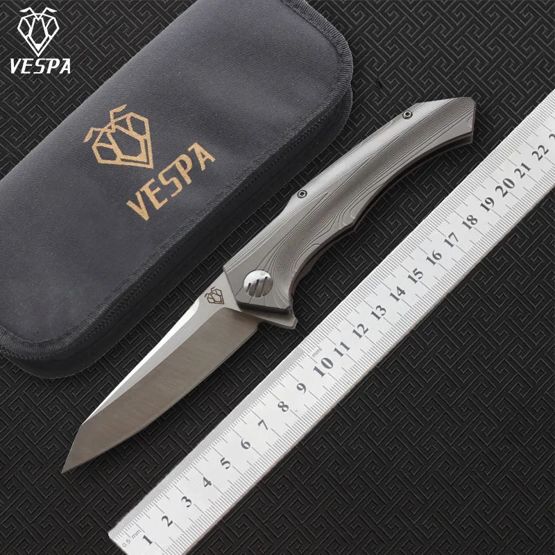 

Free shipping, High quality VESPA knife,Blade:S35VN(Stone wash/satin),Handle:TC4 Plane bearing outdoor camping Folding knife EDC