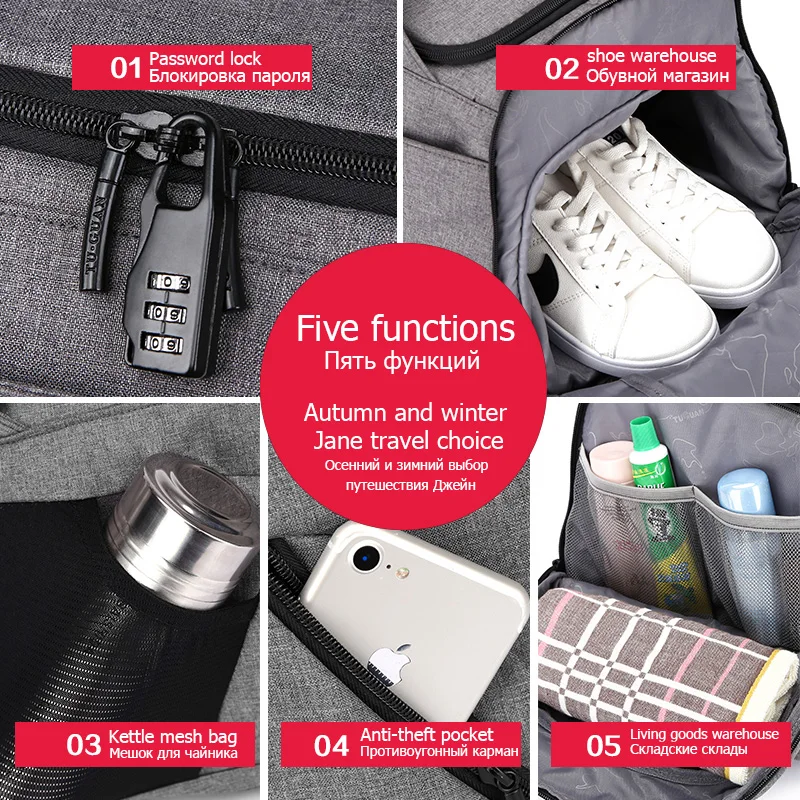 15 pulgadas Bolsa de gimnasio hombres multifunción deportes bolsas mujer Fitness bolsas mochilas para portátiles de mano de viaje bolsa de almacenamiento con zapatos de bolsillo yoga - 5