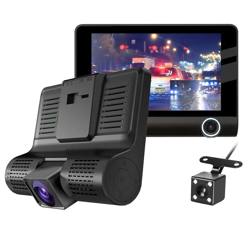 Full HD 1080P 3 объектив Автомобильная dvr камера 4,0 дюймов ЖК-экран 170 градусов заднего вида авто видеорегистратор g-сенсор Автомобильная камера рекордер dfdf