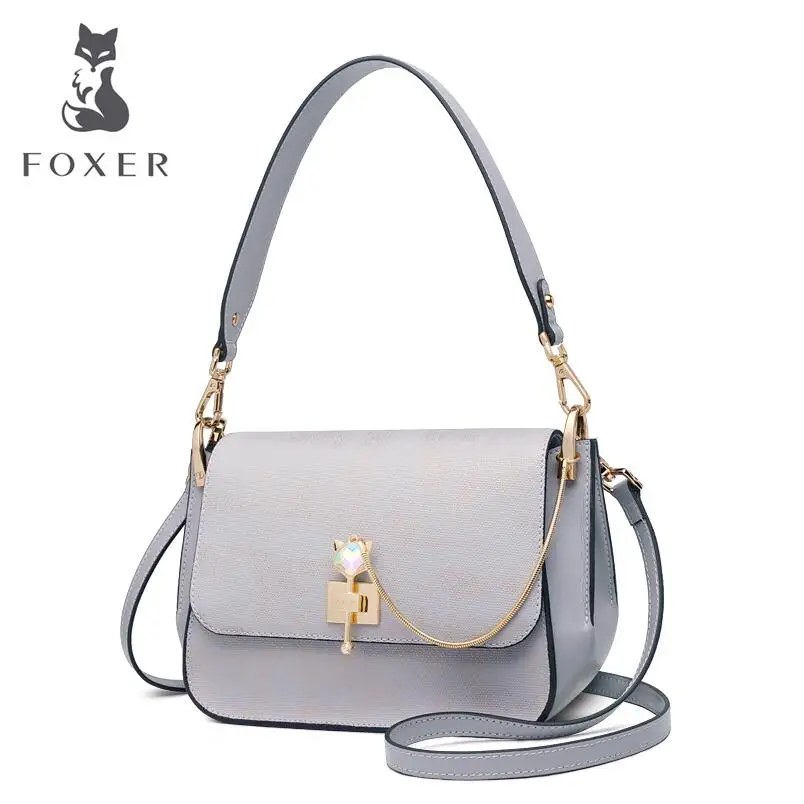 

FOXER wide shoulder strap female bag shoulder bag 2019 new temperament casual handbag spring and summer fashion Messenger bag