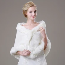 Зимний свадебный плащ обертывания бело-красное пальто из искусственного меха Свадебные аксессуары шаль куртка Болеро для невесты