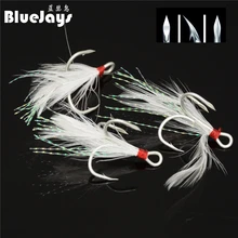 BlueJays 10 шт. рыболовный крючок конфигурация корыто крови тройные Крючки с пером крючки в форме якоря размер 2-10