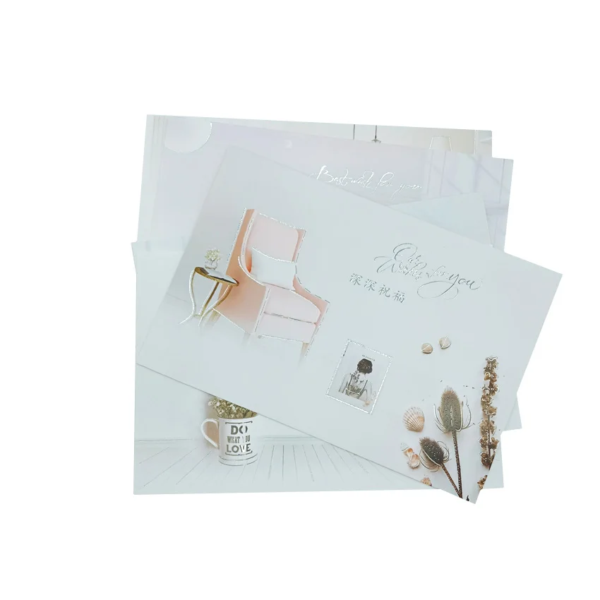 20packs/lot Deeply Blessing Large Greeting Card Shiny Universal Card Greeting Card With Pink Envelope Party Supply Gift Label