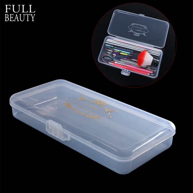 $US $1.87  Full Beauty Rectangle Storage Long Nail Files Brush Pusher Scissor Nail Tools Empty Plastic
