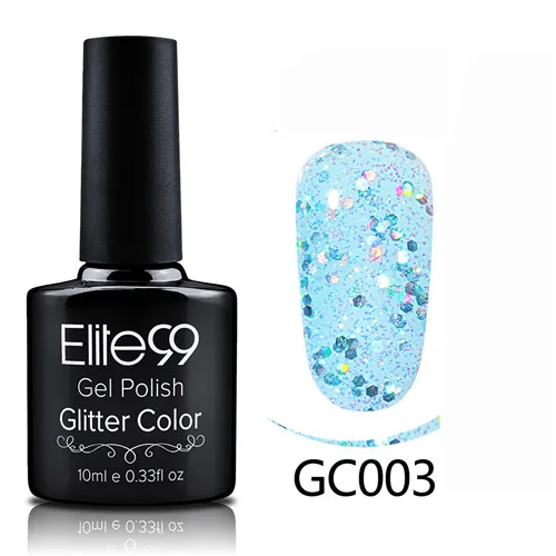 Elite99 10 мл УФ гель лак для ногтей Блестящий Цветной Гель-лак замачиваемый Гель-лак для ногтей Полупостоянный УФ-гель - Цвет: GC003