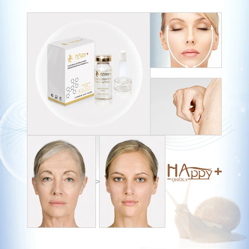 

QBEKA Natural Snail Serum Facial Hyaluronic Acid Vitamin C Essence Face Cream Skin Care Moisturizing Whitening Acne Treatment