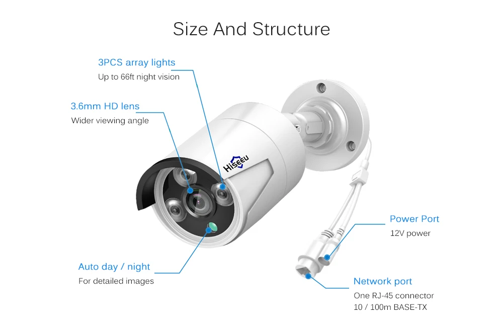 Hiseeu 1080 P POE мини ip-камера 2.0MP ONVIF P2P IP66 Водонепроницаемая наружная Обнаружение движения Домашняя безопасность видеонаблюдение