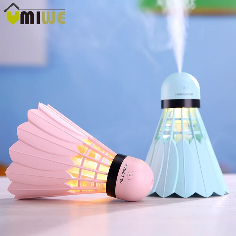 

USB Badminton Shaped Night Light Air Humidifier Mini Portable Humidifier Air Purifier Diffuser Atomizer for Home Office Car Gift