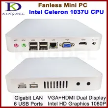 Новое поступление Intel Celeron 1037U Dual Core 1.8 ГГц тонкий клиент ПК, мини-компьютер, 2 ГБ Оперативная память 32 ГБ SSD, WiFi, 1080 P HDMI, без вентилятора