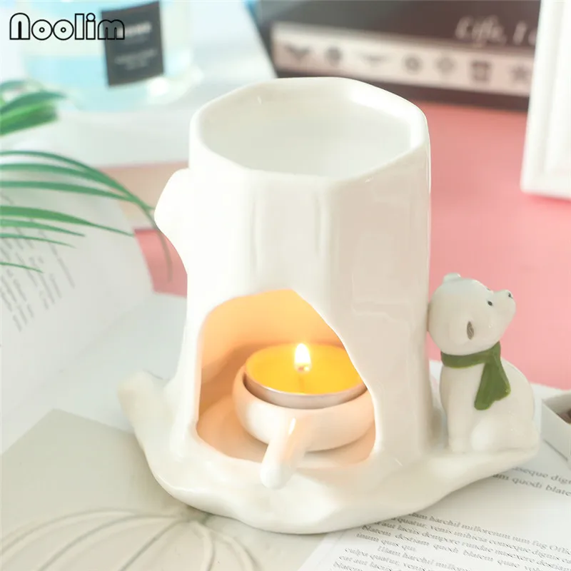 

Cartoon Ceramic Candle Aromatherapy Fragrance Lamp Oil Furnace Aroma Burner Candlestick Aromatherapy Stove