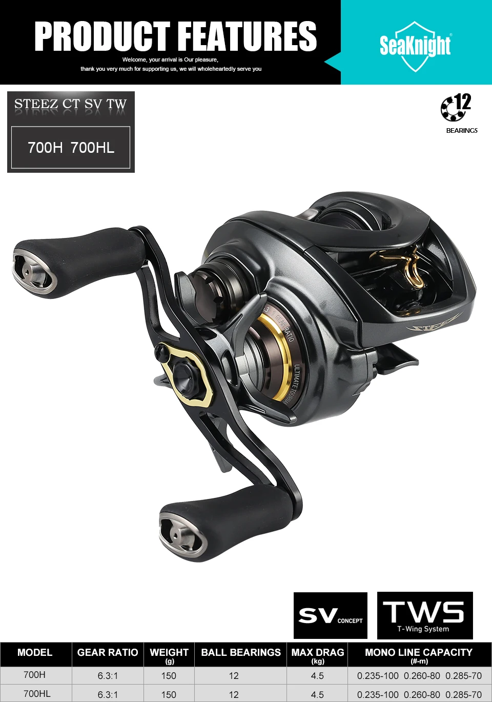 DAIWA STEEZ CT SV TW 700H 700HL Рыболовная катушка для baitcasing 6,3: 1 передач 4,5 кг Максимальное сопротивление TWS G1 Колесо Катушки рыболовные снасти