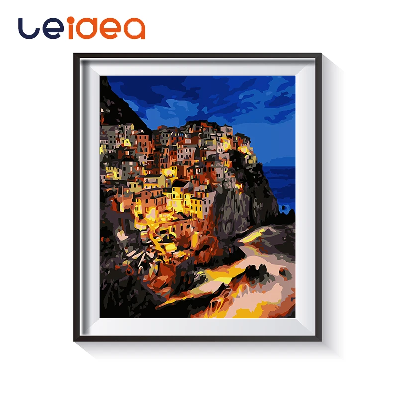 

Paint By Number Castle Hawaii Night Scene Paint On Canvas Acrylic Coloring Painitng By Numbers For Home Wall Decoration