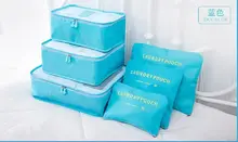 Cute Candy Color 6 pcs Packing Organizer set Travel Cube suitcase Pouch Holder Tidy Luggage Packers Case
