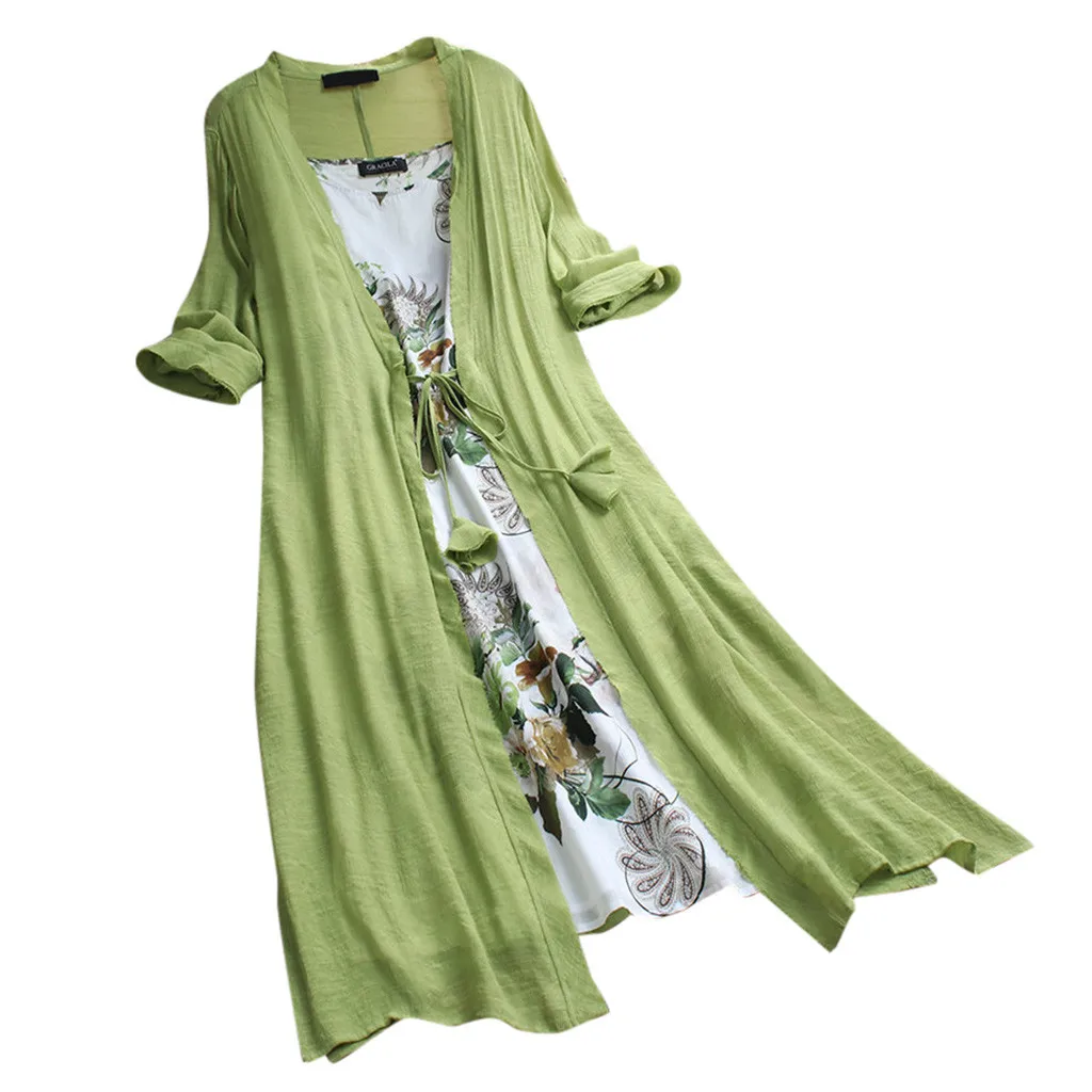 Винтажное женское платье свободного кроя из хлопка и льна с цветочным принтом в стиле ретро, элегантное платье, новые модные свободные платья