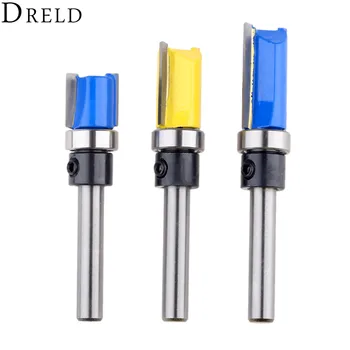 

DRELD 3pcs Flush Trim Router Bit Top & Bottom Bearing 1/4'' Shank Woodworking Milling Cutter Wood Drilling For Carpenter Tools