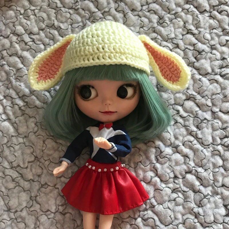 1 шт. вязаная шапка с милым кроликом для куклы 1/6 Blythe Аксессуары девочек