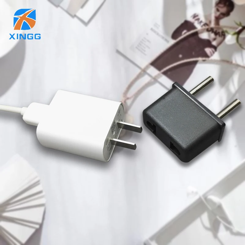 Европейский круглый 2 контакта AC Power Электрический штекер дорожный адаптер для