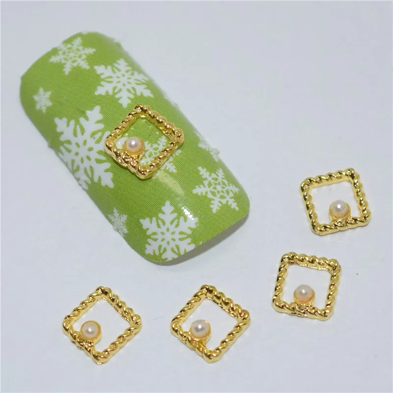 

10psc New Golden Square 3D Nail Art Decorations,Alloy Nail Charms,Nails Rhinestones Nail Supplies #408