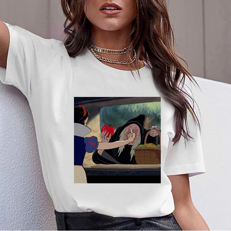 Темно-Белоснежка Harajuku футболка женская Ullzang Винтаж 90s Эстетическая футболка корейский стиль футболка Мода Графический Топ Тройники женские