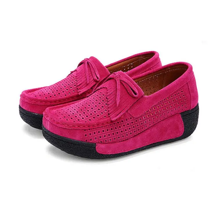 AGUTZM/; женская обувь на плоской платформе; замшевые женские мокасины на шнуровке; обувь на толстой мягкой подошве; слипоны; женская повседневная Летняя обувь; Y05 - Цвет: Fringed rose