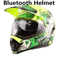 Capacete da motocicleta Do Bluetooth Interfone Interfone Interfone Headset fone de Ouvido com a Comunicação cross road viseiras duplas