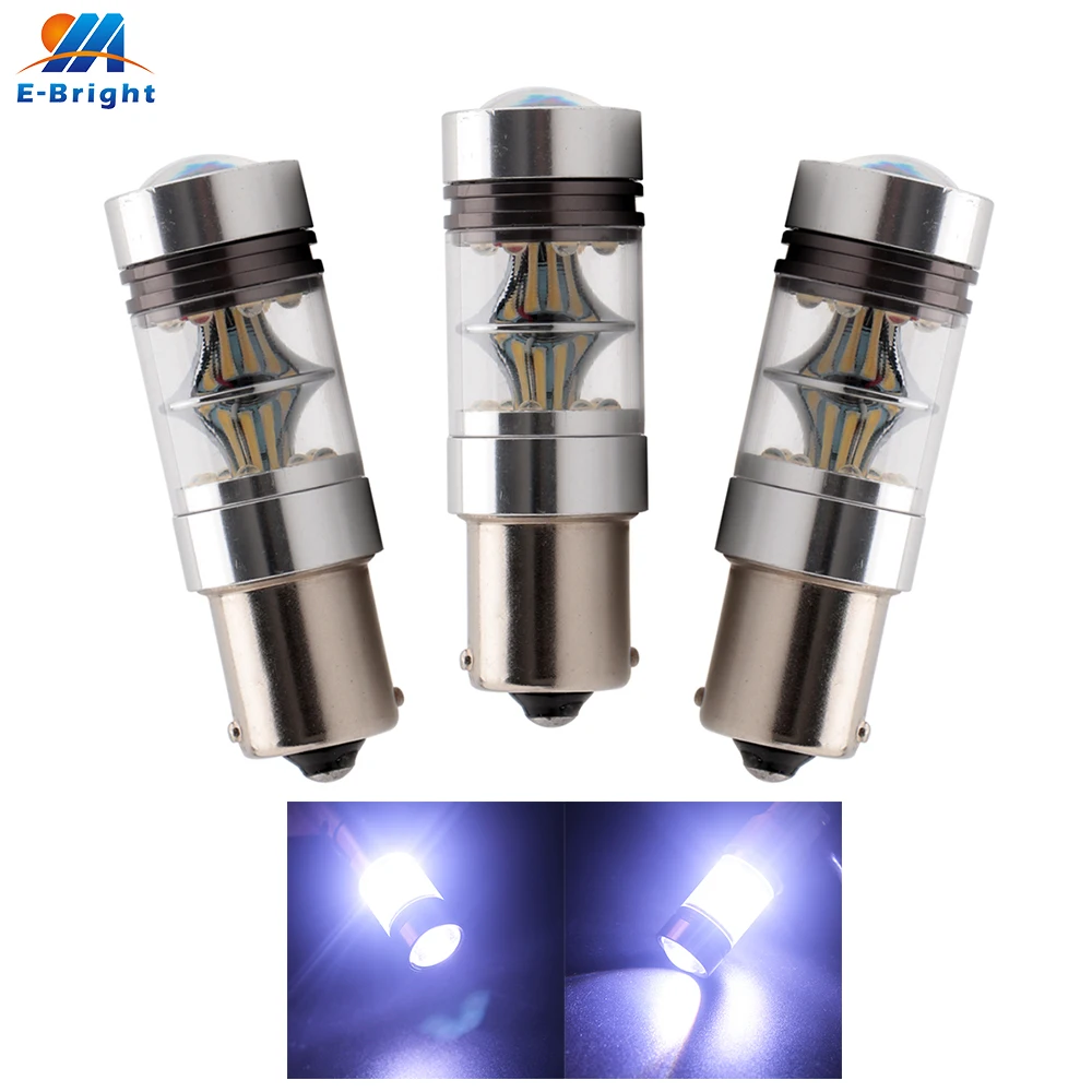 

2pcs 12V Lens 20 SMD 100W P21W 1156 BA15S Led Bulbs Turn Reverse Side Maker Tail Light High Quality Leds White 8000-10000K