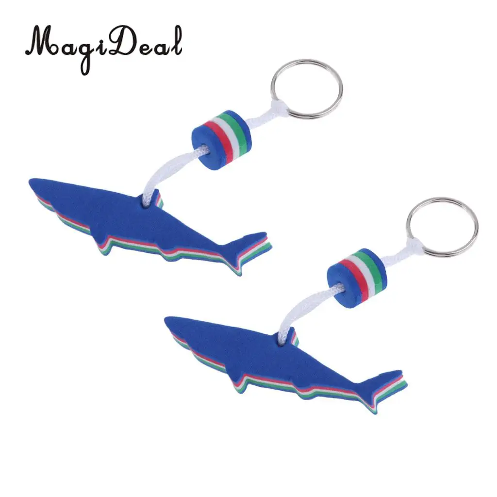 MagiDeal 2 Pieces Shark Shaped EVA Floating Keychain Keyring Kayak Water Key Float for Boating Rowing Drifting Canoeing Yachting