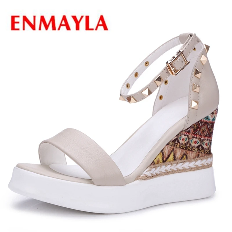 

ENMAYLA Casual Buckle Strap Soulier Femme Woman Sandals 2018 Summer High Heels Sandals Size 34-39 ZYL2300