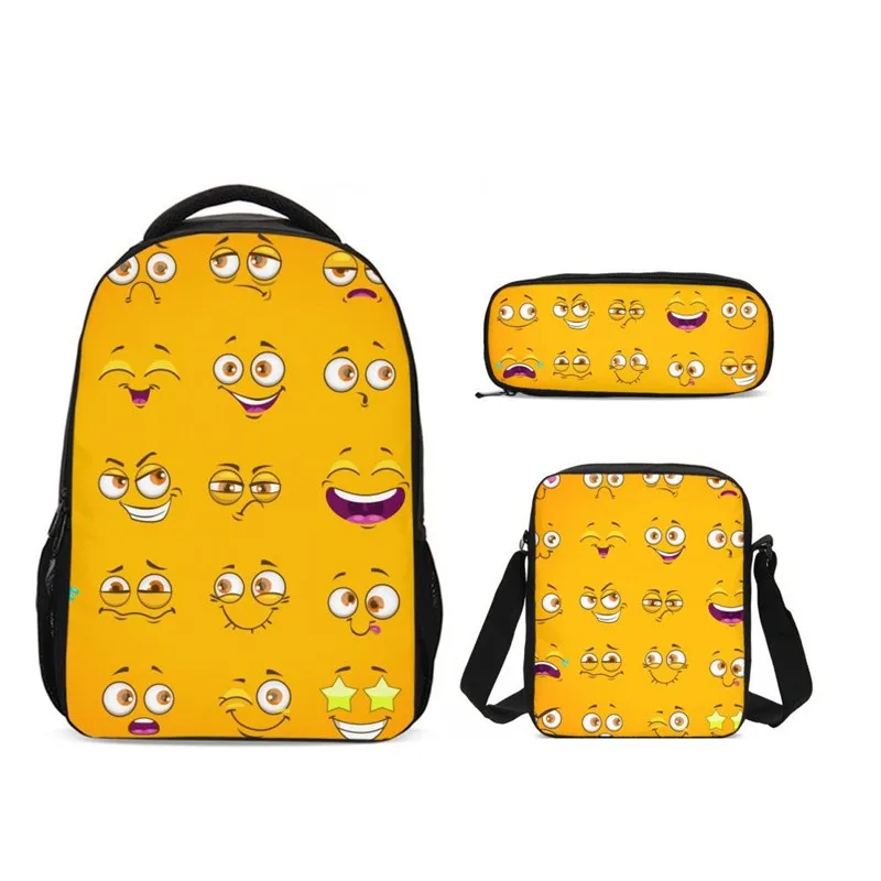 

3Pcs/Set VEEVANV Funny Meme Emoji Kawaii Backpacks Pencil Bag School Bag For Teenage Boys Children Kids Bagpack Mochila Men Bag