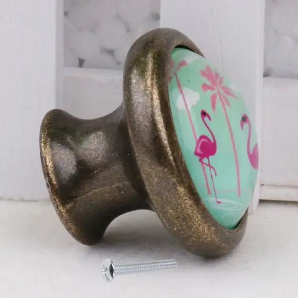 2 Piece Chic Flamingo Design Metal Cabinet Handles Door Dresser Drawer Cupboard Pull Knob for Home Decoration DIY
