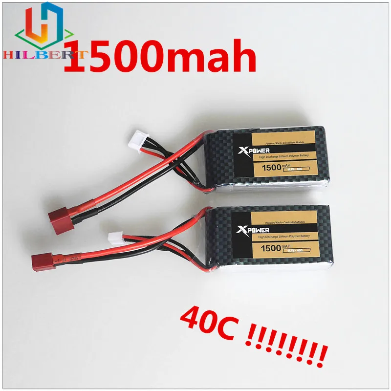 2 шт./11 1 В 1500 мАч 3S 40C Xpower WLtoys V950 Lipo Battery Max 60C T Plug для радиоуправляемого