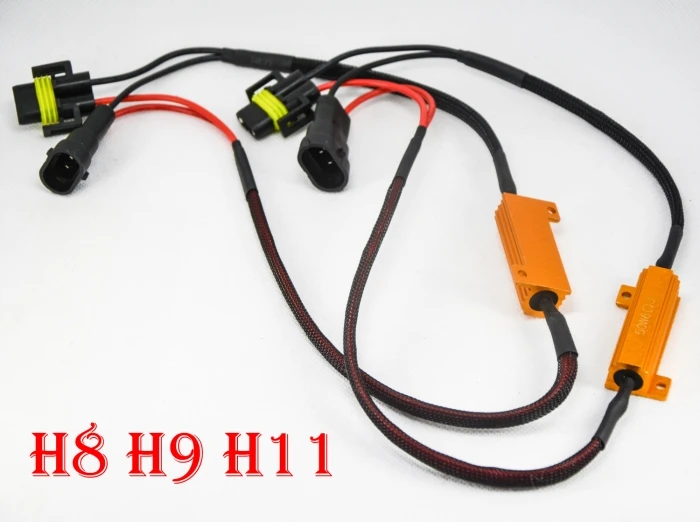 

2PCS 50W 6ohm Gold Fuse H8 H9 H11 Load Resistor Wire CANBUS Decoder Error Free Canceler Capacitor 4 Auto Car LED Headlight Kit