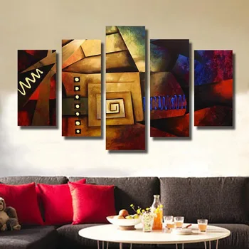 

Pop Hand-painted modern abstract landscape wall art pictures on canvas wall art painting home decor5pcs/set for living room