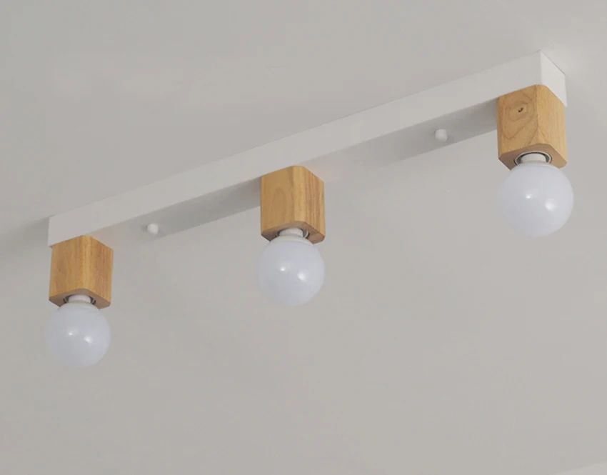 Скандинавские простые деревянные потолочные светильники, современные 3 головки, Деревянные железные Креативные кухонные лампы, бар, балкон, кабинет, внутреннее освещение, приспособление - Цвет корпуса: Белый