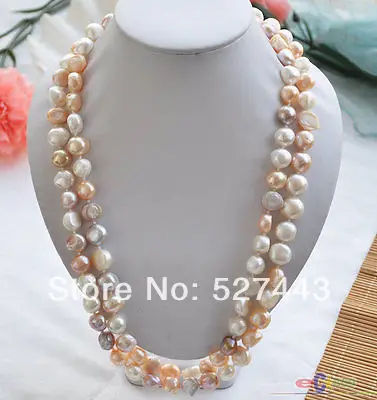

Wholesale fast 50" WHITE PINK LAVENDER BAROQUE freshwater pearl necklace AAA